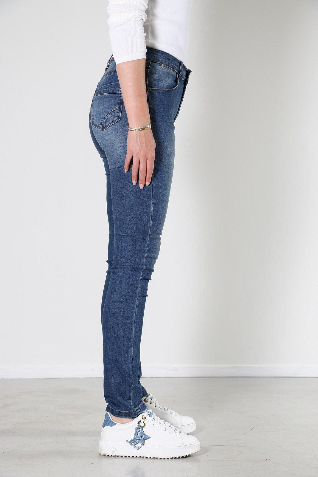 New Star - New Orlean - Dames Slim-fit Jeans - Stone Used