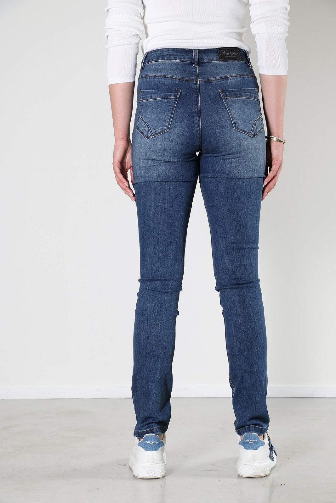 New Star - New Orlean - Dames Slim-fit Jeans - Stone Used